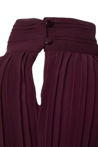 TRENDYOLMİLLA Burgundy Arched Plain Kesim pleated Midi Lined Siphon Weaving Dress - Image 9