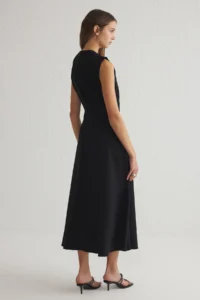 TRENDYOLMİLLA Black Skirt Opened at Waist Accessory Detailed pleated Midi Weaving Dress - Image 5
