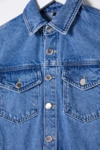 TRENDYOLMİLLA Mavi Pocket Detail Short Sleeve Mini denim Shirt Dress - Image 7