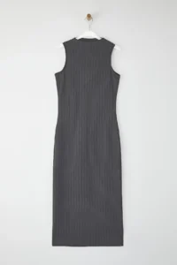 TRENDYOLMİLLA Anthracite textured Material Dog collar Fitted Flexible Maxi Knitting Dress - Image 5