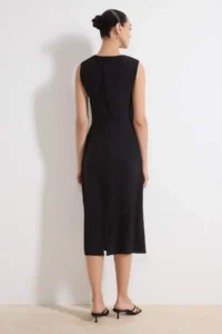 TRENDYOLMİLLA Black Bodysuit hugging with accessories Midi Weaving Dress - Image 4