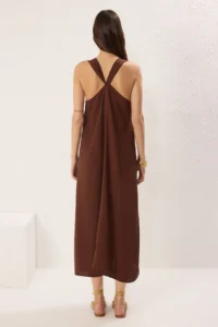 TRENDYOLMİLLA Brown Plain Kesim Maxi Weaving Dress - Image 4