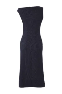 TRENDYOLMİLLA Navy Blue Striped Bodysuit hugging Midi Weaving Dress - Image 7