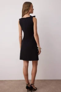 TRENDYOLMİLLA Black A Cut with bow Mini Weaving Dress - Image 4
