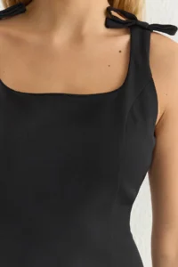 TRENDYOLMİLLA Black A Cut with bow Mini Weaving Dress - Image 8