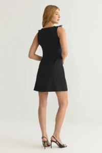 TRENDYOLMİLLA Black A Cut with bow Mini Weaving Dress - Image 9