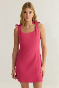 TRENDYOLMİLLA Fuchsia A Cut with bow Mini Weaving Dress