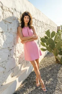 TRENDYOLMİLLA Pink Plain Skirt Opened at Waist with bow Mini Weaving Dress