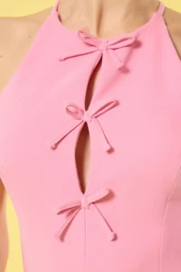 TRENDYOLMİLLA Pink Plain Skirt Opened at Waist with bow Mini Weaving Dress - Image 4