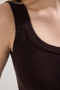 TRENDYOLMİLLA Brown Premium Yarn/Special Yarn Midi Crew Neck Sleeveless Dress - Image 3
