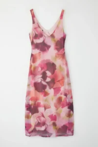 TRENDYOLMİLLA Multicolored Fitted Abstract with bow Maxi Tulle Flexible Knitting Dress - Image 6