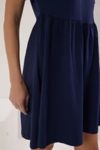 TRENDYOLMİLLA Navy Blue Plain Short / Mini 100% Cotton skater  Knitting Dress - Image 3