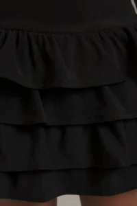 TRENDYOLMİLLA Black Plain Frilly Short / Mini Flexible  Knitting Dress - Image 3