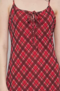 TRENDYOLMİLLA Rejection Binding Detailed Checkered Tulle Maxi Flexible Knitting Dress - Image 3