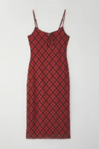 TRENDYOLMİLLA Rejection Binding Detailed Checkered Tulle Maxi Flexible Knitting Dress - Image 5