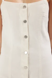 TRENDYOLMİLLA White Front buttoned Sewing Detailed Mini comfort/Flexible denim Dress - Image 4