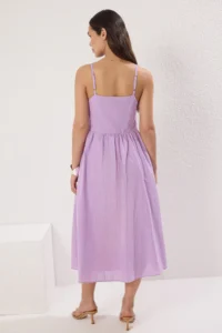 TRENDYOLMİLLA Lilac A Cut Lined Midi Weaving Dress - Image 4