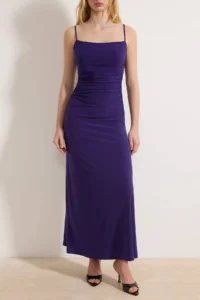TRENDYOLMİLLA Purple Sleeveless Low-cut back A-line/Life Opening Flexible Maxi Knitting Dress - Image 3