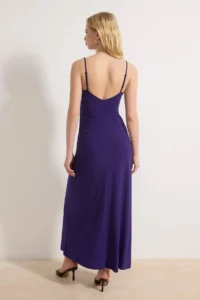 TRENDYOLMİLLA Purple Sleeveless Low-cut back A-line/Life Opening Flexible Maxi Knitting Dress - Image 4