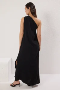 TRENDYOLMİLLA Black  Plain Kesim Accessory Detailed Maxi  Weaving Dress - Image 4