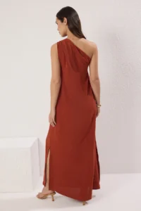 TRENDYOLMİLLA Brick Rejection Plain Kesim Accessory Detailed Maxi  Weaving Dress - Image 5