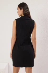 TRENDYOLMİLLA Black Jacket Yaka buttoned Mini  Weaving Dress - Image 5