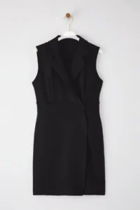 TRENDYOLMİLLA Black Jacket Yaka buttoned Mini  Weaving Dress - Image 6