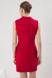 TRENDYOLMİLLA Rejection eket Yaka buttoned Mini  Weaving Dress - Image 4