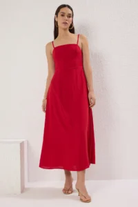 TRENDYOLMİLLA Rejection Plain Plain Kesim Gipelli Maxi Weaving Dress - Image 3