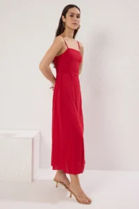 TRENDYOLMİLLA Rejection Plain Plain Kesim Gipelli Maxi Weaving Dress - Image 4