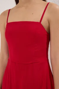 TRENDYOLMİLLA Rejection Plain Plain Kesim Gipelli Maxi Weaving Dress - Image 5