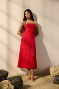 TRENDYOLMİLLA Rejection linen blended A Cut Maxi Weaving Dress - Image 2