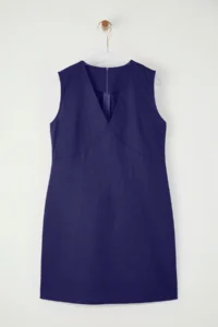 TRENDYOLMİLLA Navy Blue linen blended A Cut Mini Weaving Dress - Image 5