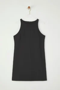 TRENDYOLMİLLA Black linen blended Plain Kesim Mini  Weaving Dress - Image 5