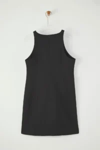 TRENDYOLMİLLA Black linen blended Plain Kesim Mini  Weaving Dress - Image 6