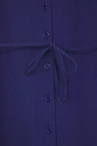 TRENDYOLMİLLA Navy Blue Belted linen blended Midi Weaving Shirt Dress - Image 7