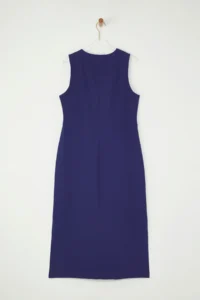 TRENDYOLMİLLA Navy Blue Belted linen blended Midi Weaving Shirt Dress - Image 8