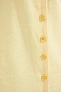 TRENDYOLMİLLA Light Yellow  Belted linen blended Midi Weaving Shirt Dress - Image 3