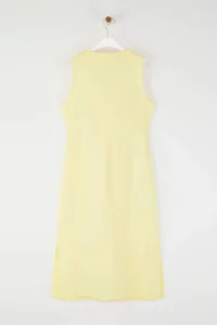 TRENDYOLMİLLA Light Yellow  Belted linen blended Midi Weaving Shirt Dress - Image 6