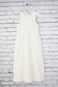 TRENDYOLMİLLA White linen blended Plain Cut Sewing and Pocket Detail Midi Weaving Dress - Image 5
