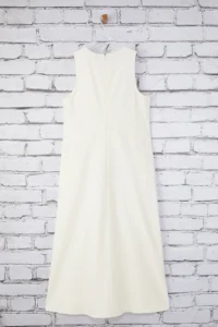 TRENDYOLMİLLA White linen blended Plain Cut Sewing and Pocket Detail Midi Weaving Dress - Image 8
