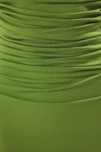 TRENDYOLMİLLA Oil Green Plain Ruffle / Drape Midi Twist Detailed Flexible Knitting Dress - Image 3