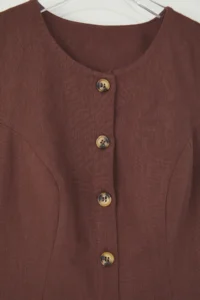 TRENDYOLMİLLA Brown linen blended Pocket Detail Mini Weaving Shirt Dress - Image 6