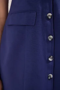 TRENDYOLMİLLA Navy Blue linen blended Pocket Detail Mini Weaving Shirt Dress - Image 6