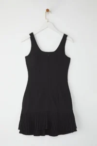 TRENDYOLMİLLA Black Plain pleated Mini Weaving Dress - Image 7