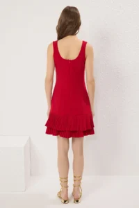 TRENDYOLMİLLA Rejection Plain pleated Mini Weaving Dress - Image 5