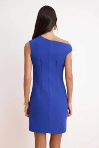 TRENDYOLMİLLA Saks Blue Plain Short / Mini Weaving Dress - Image 4