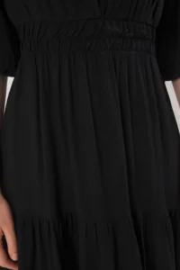 TRENDYOLMİLLA Black V-Neck Maxi Weaving Dress - Image 3