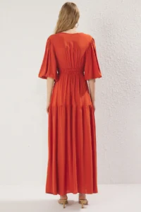 TRENDYOLMİLLA Brick Rejection Plain Maxi  Weaving Dress - Image 4