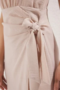TRENDYOLMİLLA Stone Plain Binding Detailed Midi Weaving Dress - Image 3